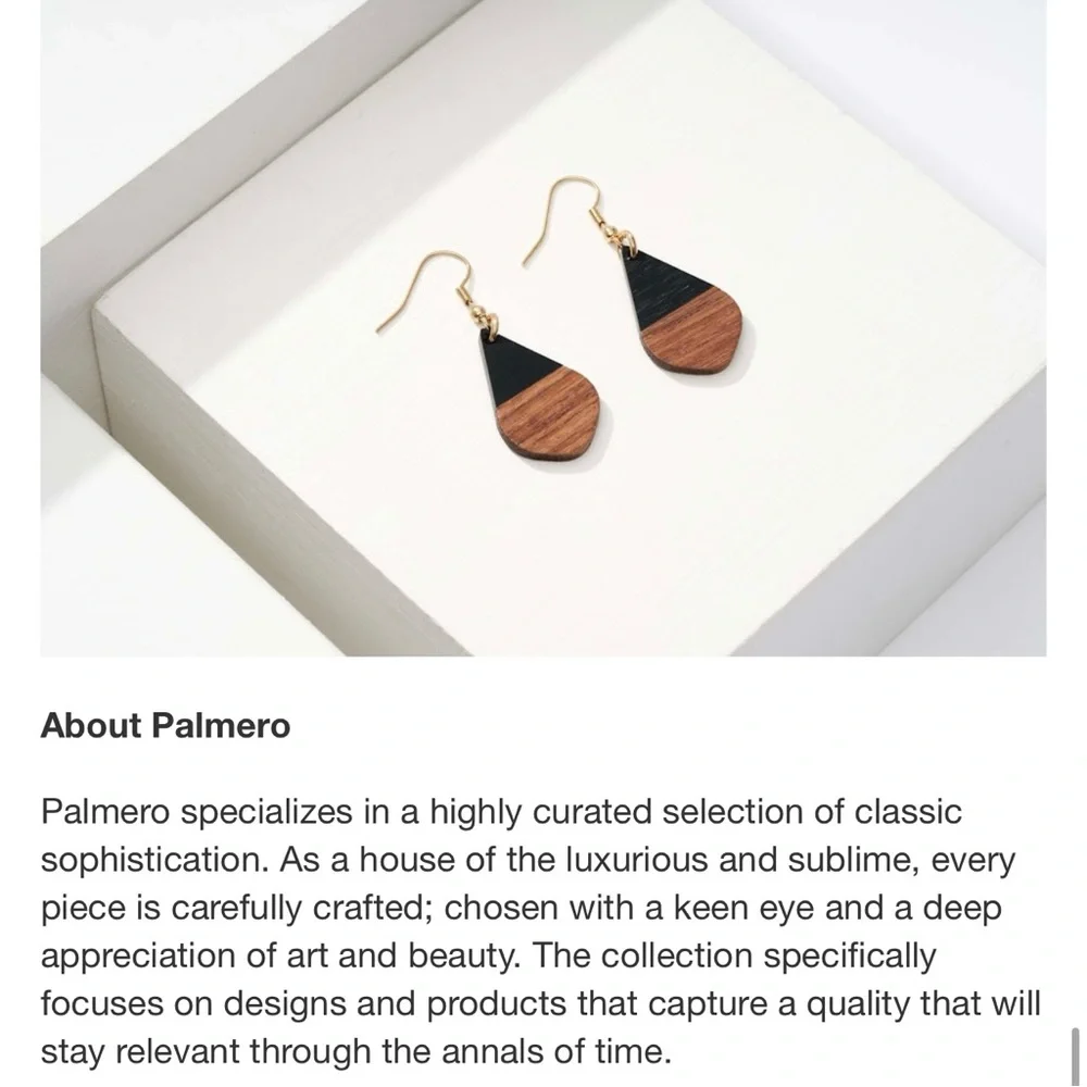 Palmero- Lauma Collection- Jobelle Earrings- Wood & Resin Teardrop 14K Gold pltd